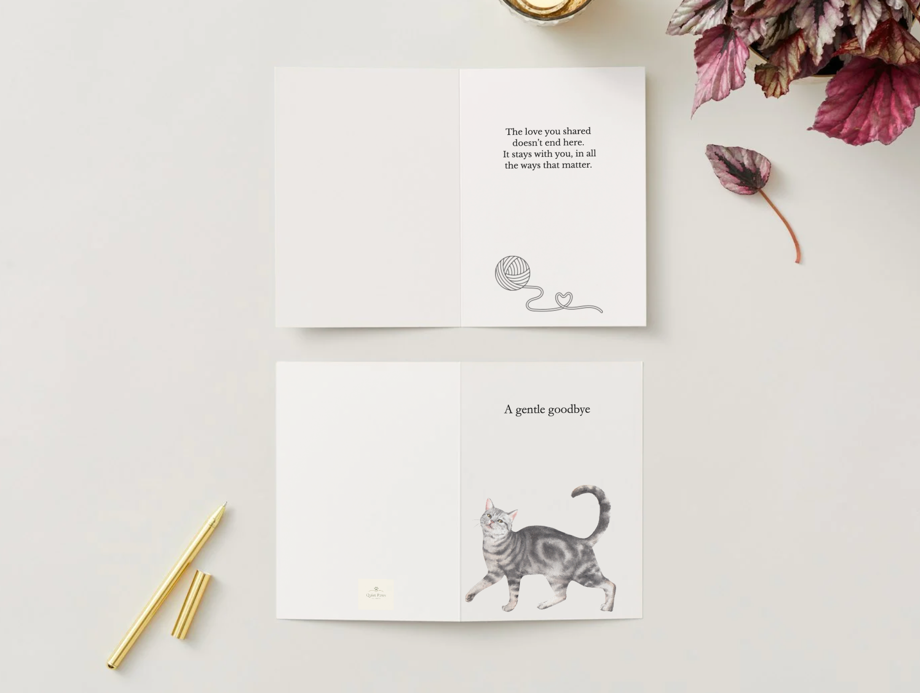 Pet Sympathy Card – A Gentle Goodbye | Cat Loss Card